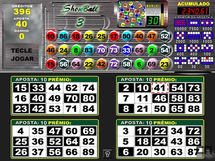 Showball - Vídeo Bingo mais jogado no Brasil quando era legalizado.